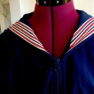 VTG NY laundry zip up jacket with sailor detail L